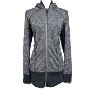 Lululemon Daily Practice Jacket 8 Gray Black Hooded Full Zip Hiking Studio Hood